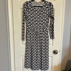 NWOT Boden Abigail Dress Navy Floral Long Sleeve Size 8L